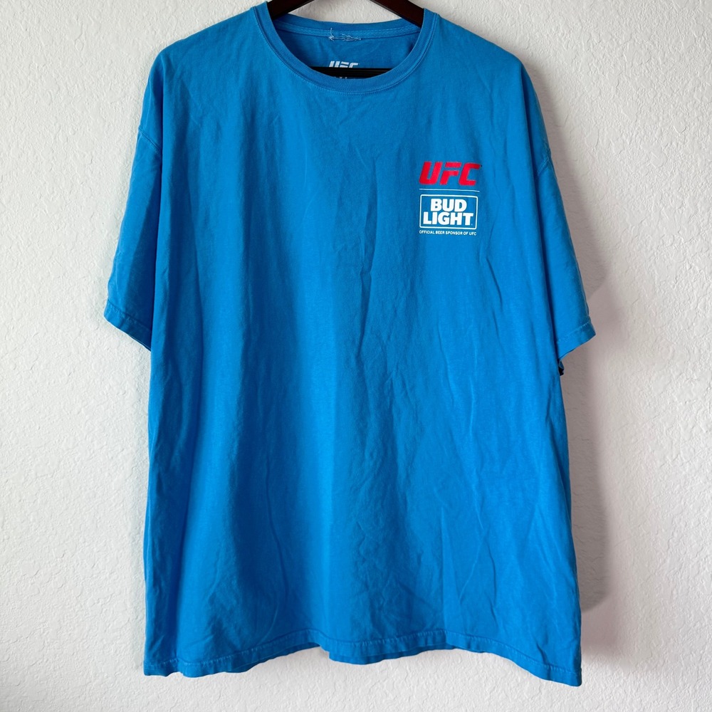 UFC Bud Light Official Beer Sponsor Graphic T-Shirt Blue Mens XL Cotton